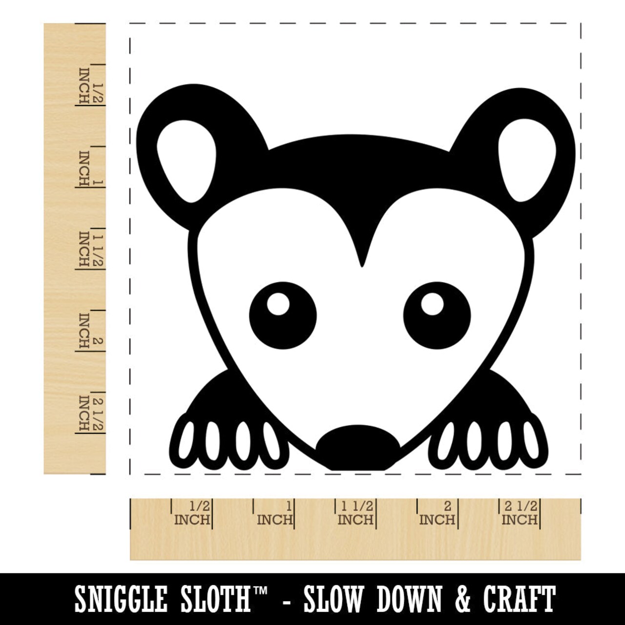 Peeking Possum Opossum Square Rubber Stamp for Stamping Crafting